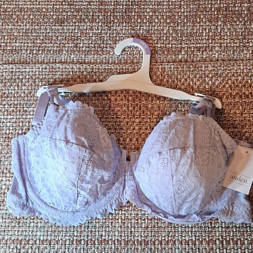 Auden Lace Unlined Comfort Wire Balconette Lavender Bra 38DD New With Tags - Picture 2 of 6